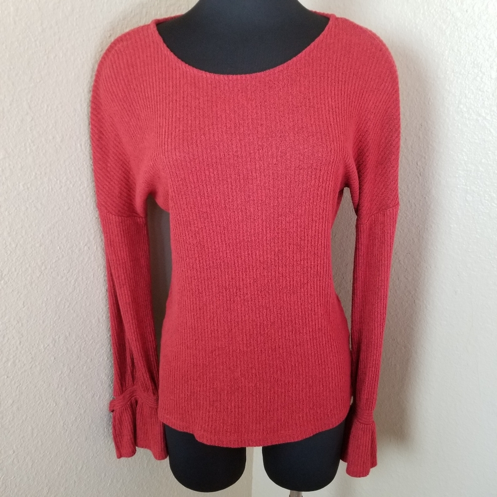 Lucky Brand Ribbed Tie Sleeve Sweater